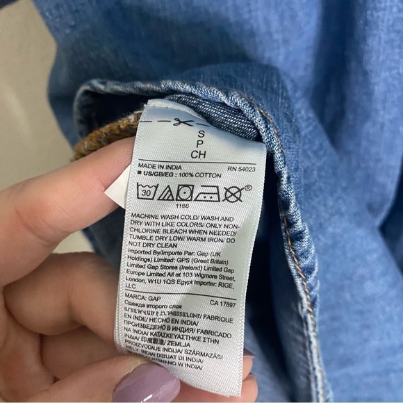 Gap Denim Popover Shirt Dress Tie Waist Size Small - Picture 5 of 6